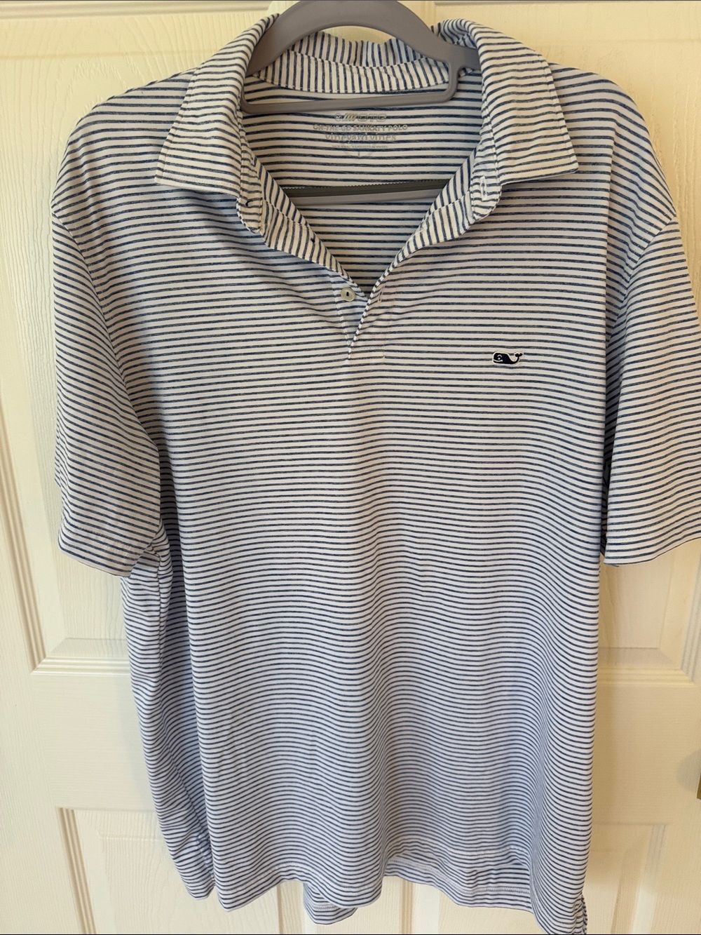 Vineyard Vines Navy and White Striped Polo